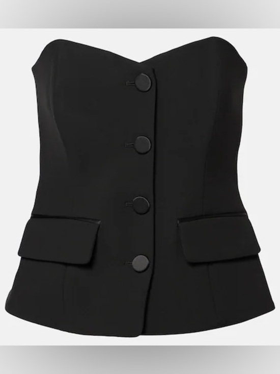 Jacob Tops - Jacob Vintage Satin Sweetheart Neck Button Detail Tailored Bustier Top (Size 10)